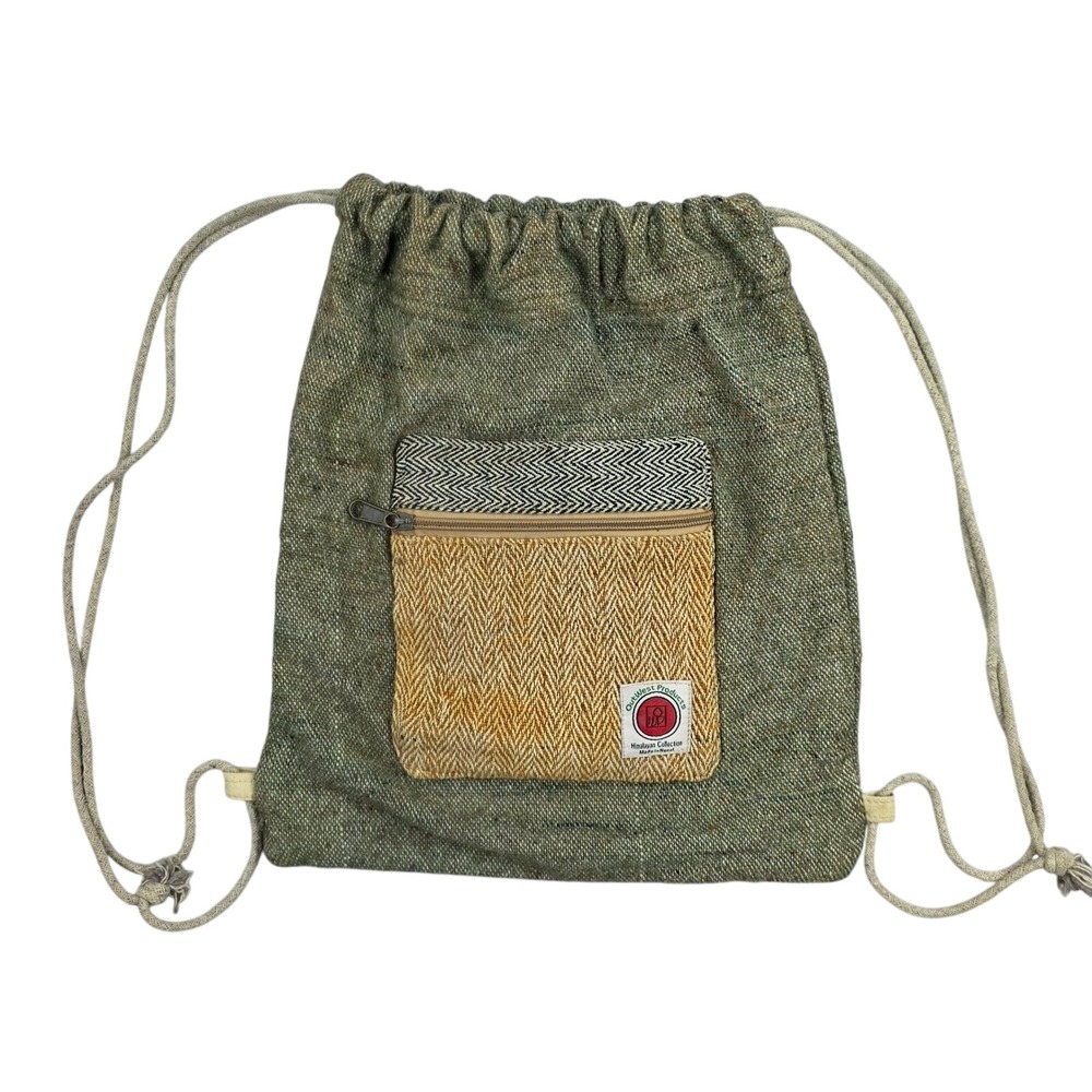 OutWest Products Himalayan Collection Drawstring Bag Nepal Woven Green Tan